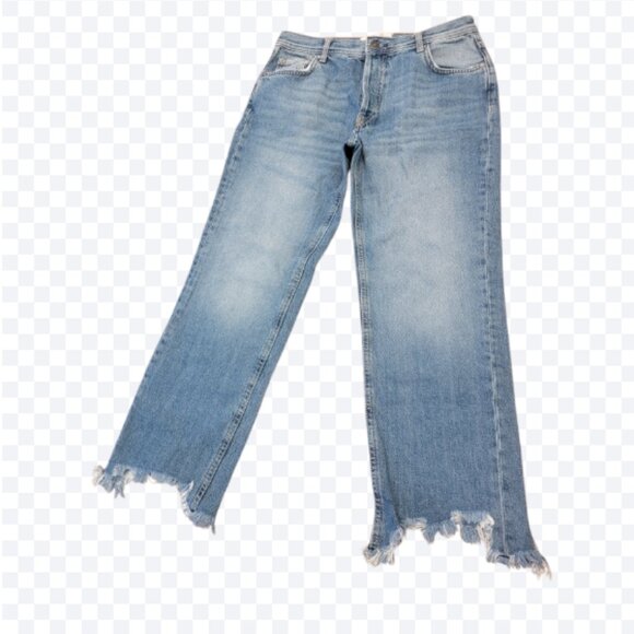 NWOT We the Free by Free People Maggie Denim Distressed Straight Leg Jeans - Picture 2 of 16